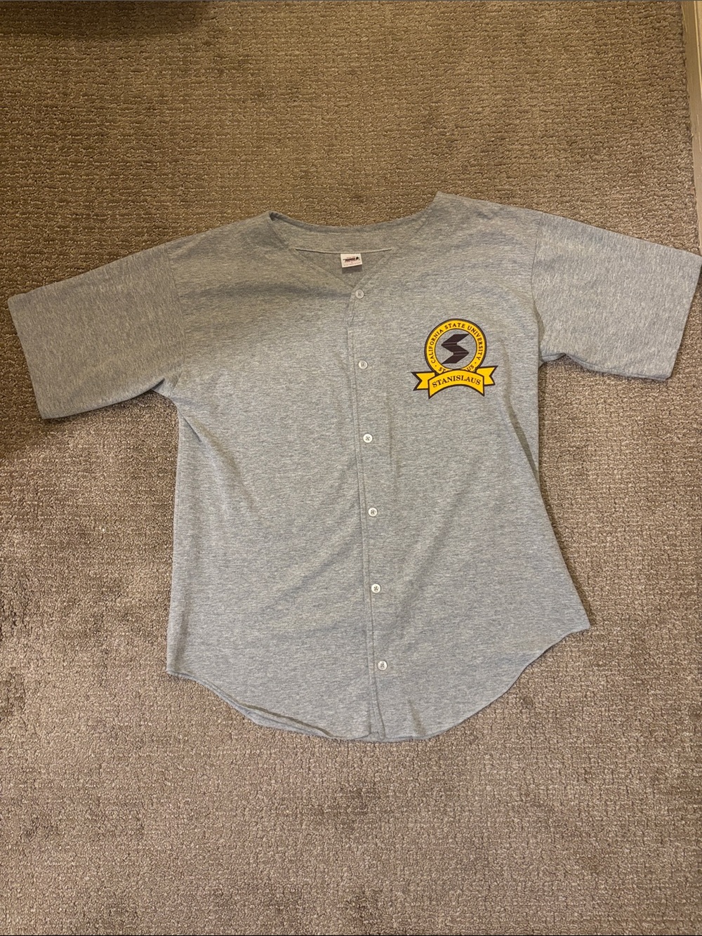 CSU Stanislaus Baseball Jersey Shirt Men’s Large Gray H. Wolf & Sons